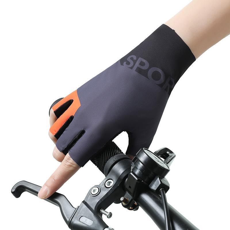Cycling Half-finger Gloves Men and Women Breathable Shock Absorption Non-slip Wear-resistant Ice Silk Elastic Outdoor Bicycle Mountain Bike Fitness