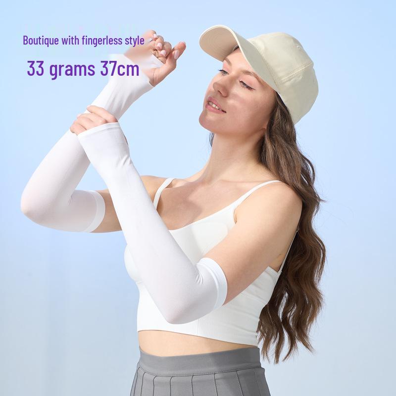 Custom UV Protection Ice Silk Arm Sleeves for Men & Women – Long, Solid Color, Summer Outdoor Wear