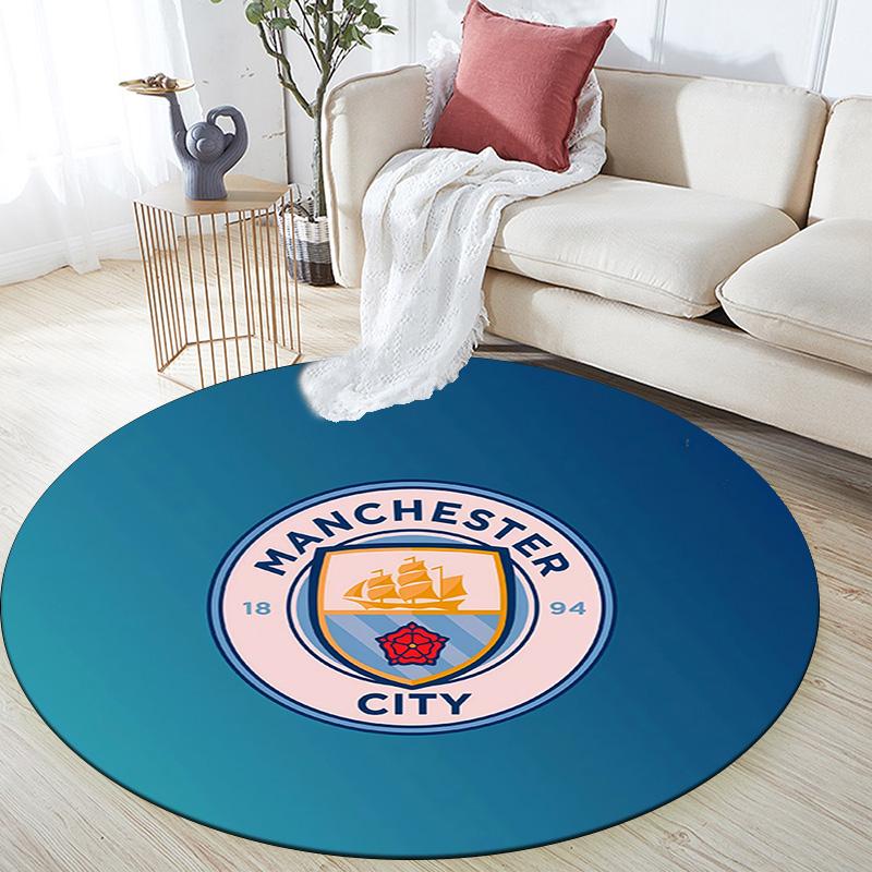 Man City Round Area Rug,Carpet Rug for Living Room Bedroom Sofa Playroom Decor,Non-slip Floor Mat