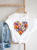 Trend Lovely Flower Cute Unisex  T Shirt Short Sleeve Tee Ladies Casual Top Female Clothing Fashion  Tshirt
