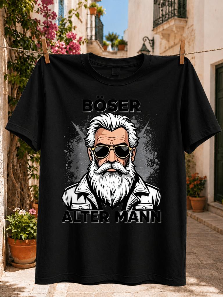 Evil Old Unisex Graphic Haired Bearded Unisex In And Leather Jacket With Gray Splatter Styling Unisex All Unisex All Tshirt