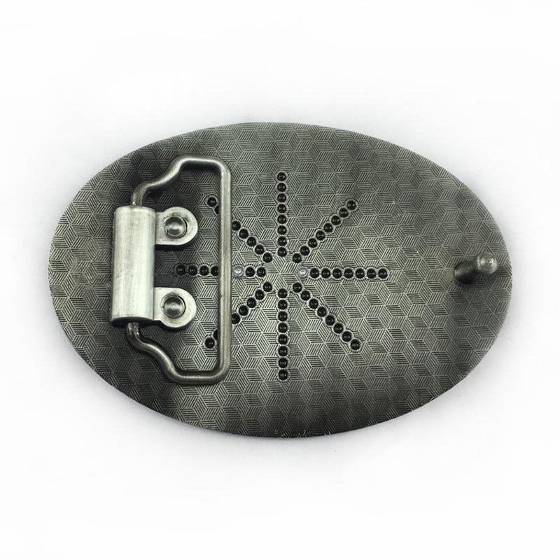 Patterned Horse Head Cowboy Higanbana Ethnic Oval Alloy Belt Buckle