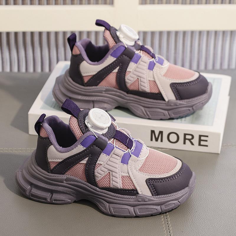 Children's sports shoes, new autumn model, leather upper, soft sole, lightweight dad shoes, simple, stylish, versatile girls' sneakers