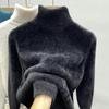 Men's Faux Mink Fur High-Neck Sweater: Trendy Loose Warm Korean Style Knitwear for Autumn and Winter