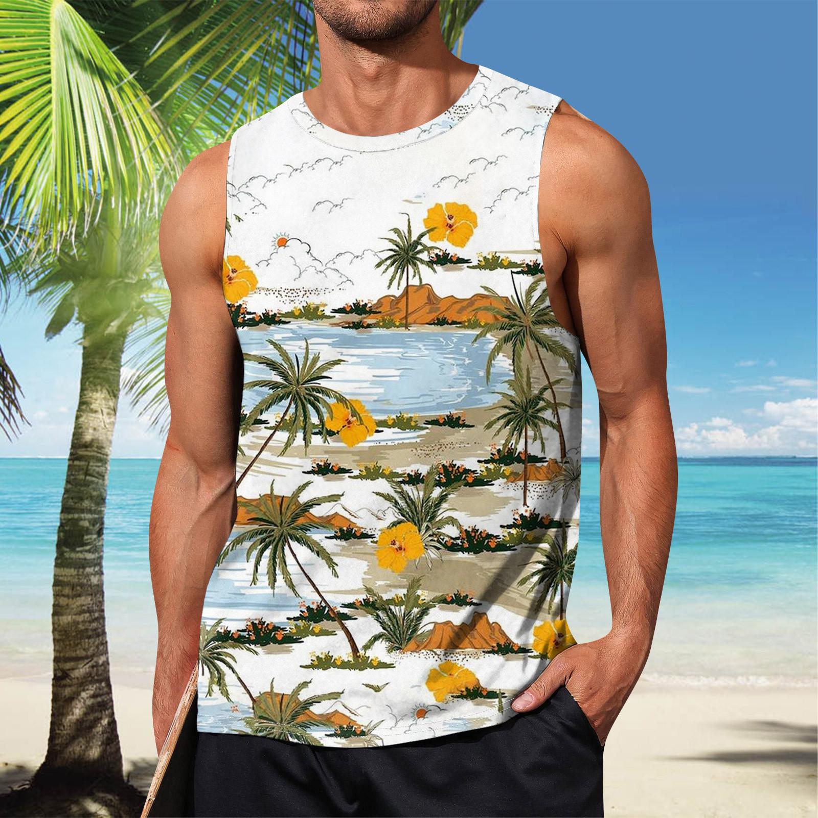 

Мужская летняя пляжная майка для серфинга, большой размер, повседневный дышащий топ без рукавов, свободная майка с принтом, мужская рубашка L оранжевый