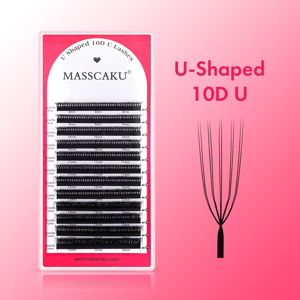 MASSCAKU U-förmige 4D 5D Wimpern 0,07 mm Dicke Leicht aufzunehmen Schnelles Anbringen Langanhaltende Extensions De Pestanas Make-up-Werkzeuge