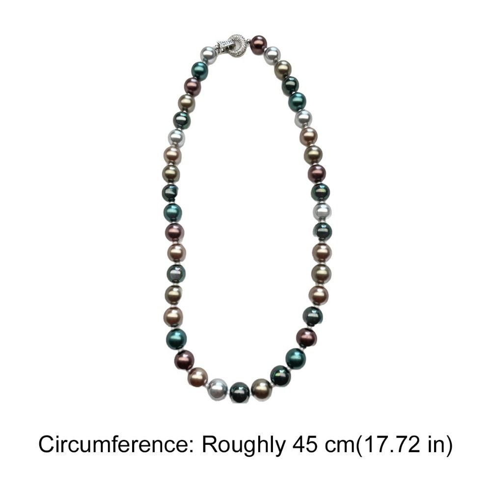 High-gloss Mixed-Color Pearl Necklace Metallic Sheen Pearl Neckchain  Banquet