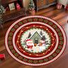 Festive Luxury Round Carpet Christmas Reindeer Area Rug Anti Slip Vintage Medallion Pattern Living Room Bedside Floor Mat