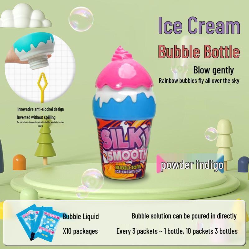 Cross-border Non-Spill Ice Cream Bubble Wand for Kids - Summer Outdoor Toy
