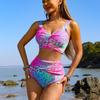 2025 Gradient Leopard Print Swimsuit - Blue & Pink, Sexy European & American Style for Seaside Holidays