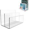 Boloyo Acrylic File Holder,1PC 2 Sections Clear File Organizer Mail Letter Sorter Desktop Folder Holder for Home Office School Envelope Bill Filling