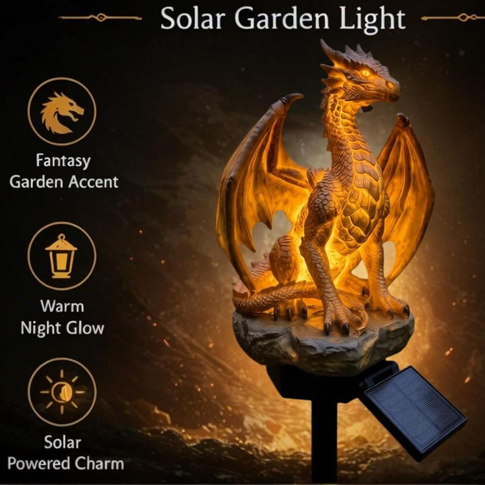 Warm Night Glow Solar Garden Light Solar Powered Solar Stake Light Dragon Garden Light Patio Decor