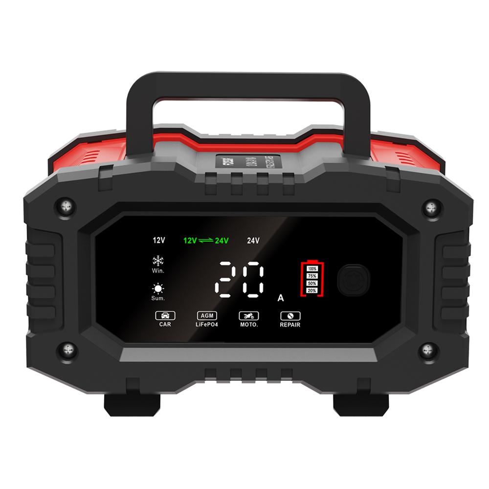 FOXSUR 300W Fully Automatic Battery Chargers 12V/20A 24V/10A Automotive Battery Maintainer Trickle Chargers with LCD Digital