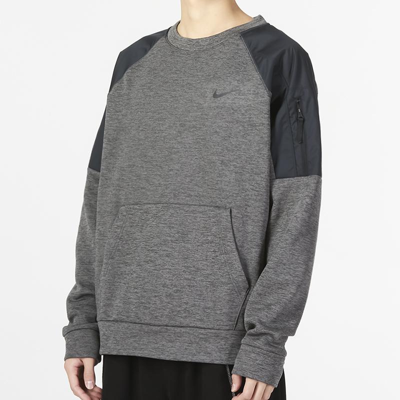 Nike Therma Novelty Crew Logo Print Sport Casual Pullover Sweatshirt Men Tops Brown DQ4855-071