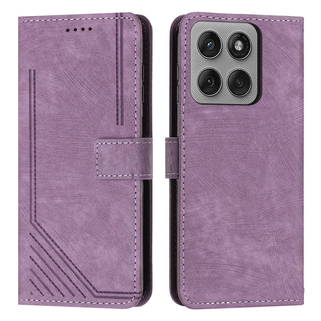 For Motorola Edge 60 Pro 5G Stand Case Imprinted Lines Leather Phone Cover