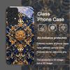 Golden Vintage Embossed Tempered Glass Phone Case for Samsung Galaxy A06 A17 A55 A54 A53 A52 A36 A14 A31 5G Floral Pattern Cover