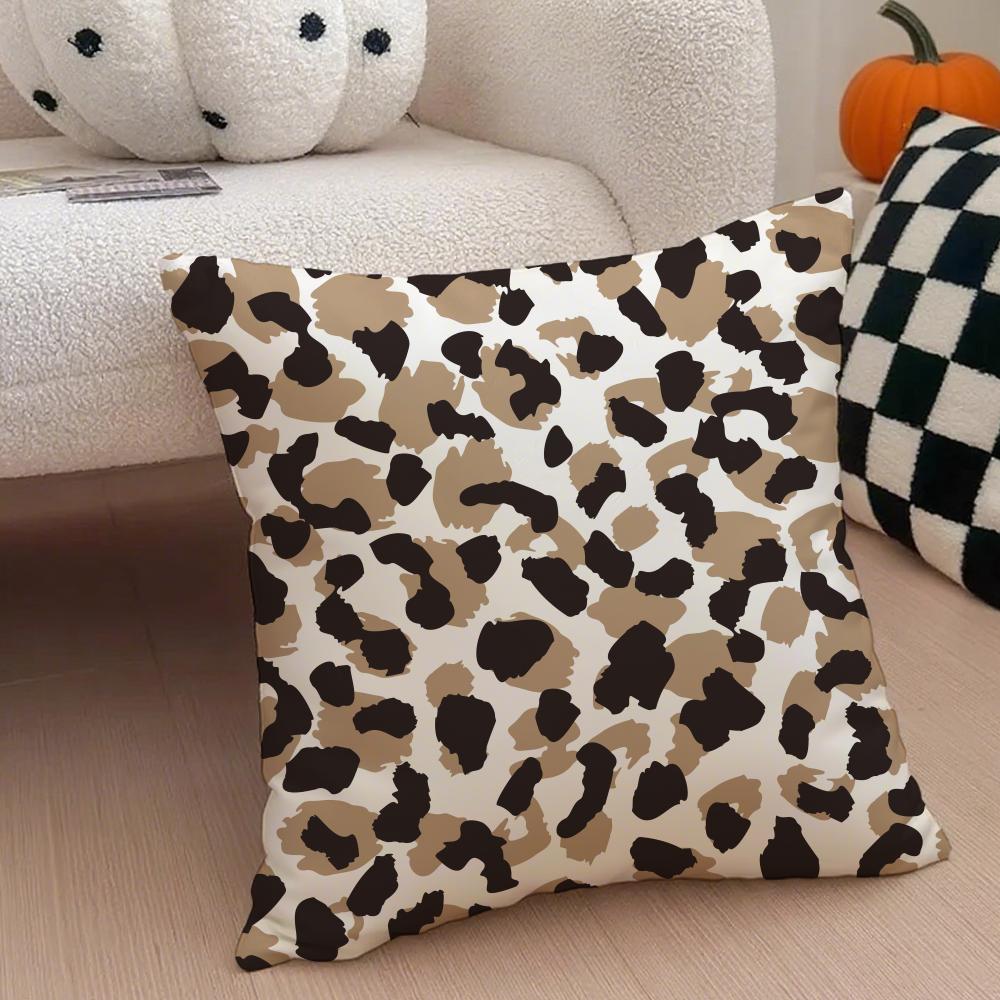 Trendy Fashion Art Leopard Print Texture Cushion Cover Throw Pillow Cover Hidden Button Durable Polyester Chair Cushion