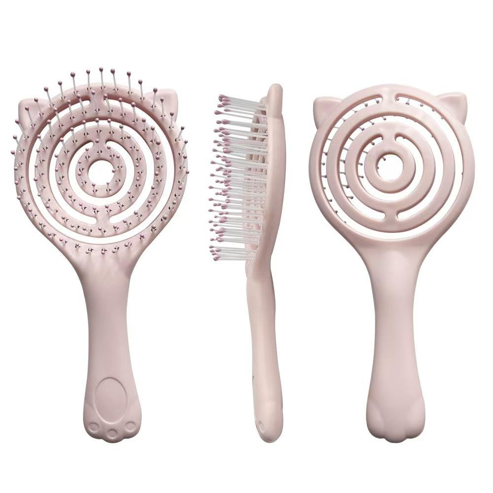 

Massage Comb Hollow Out Hair Brush Scalp Massage Combs Hair Styling Detangler Fast Blow Drying Detangling Tool 1PC світло-рожевий колір