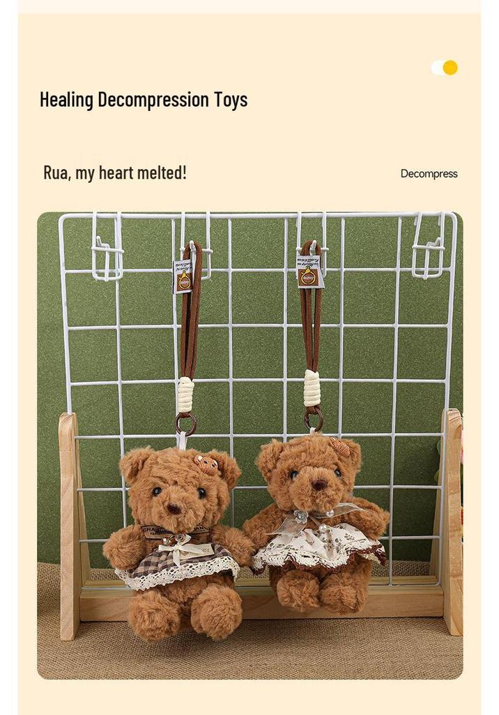 Adorable Little Bear Plush Pendant for Girls' Bags – Moe Style Doll with Flower Skirt Keychain Gift