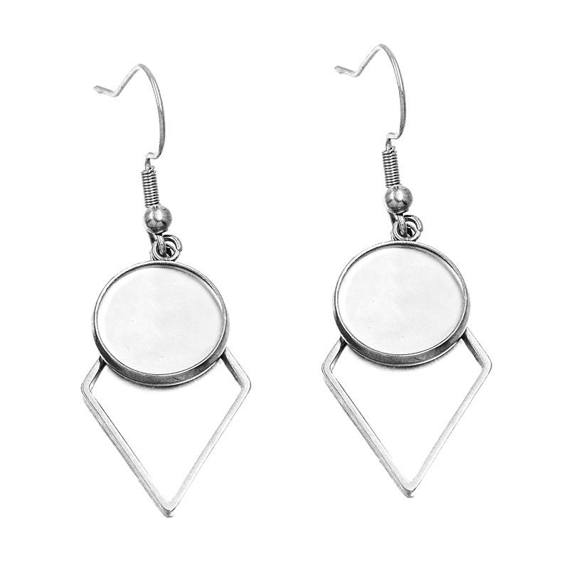 10 Styles Stainless Steel 12mm Time Gem Base Geometric Irregular Earring Hook Pendant