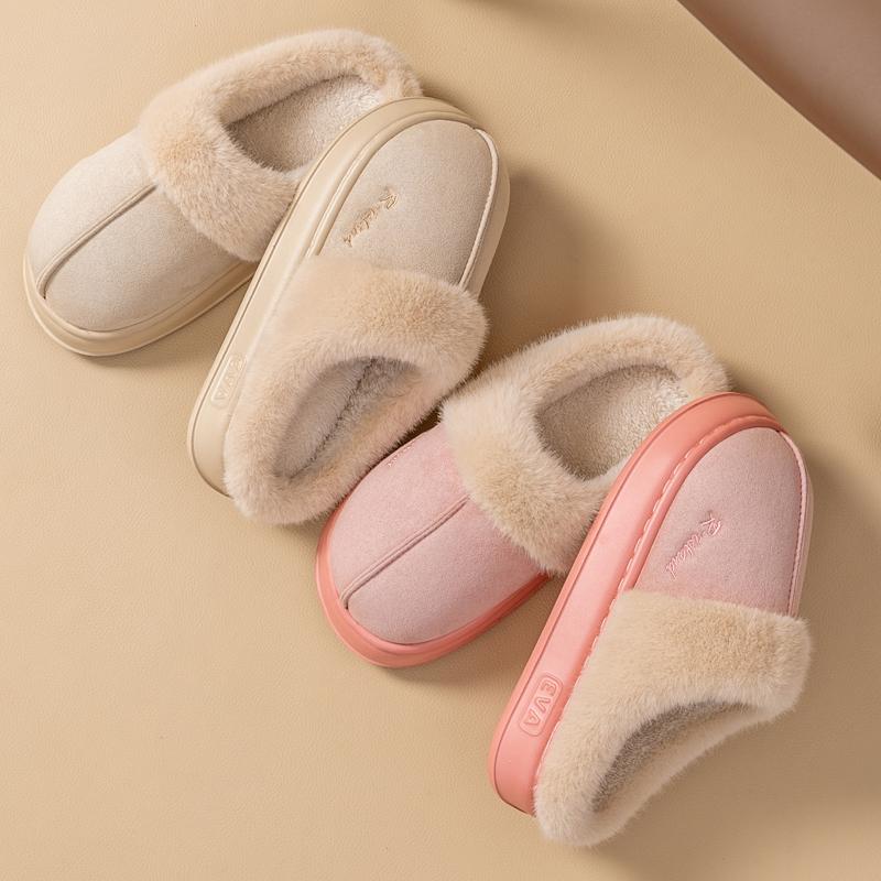 New Winter Warm Couple Style Concise Fluffy Slippers Women Men Non-slip Soft Cosy Slides Indoor Mule Ladies' Home Cotton Shoes