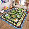 Waschbarer Frühbildungs-Teppich für Kinderzimmer Weiche Stoff-Spielmatte mit Verkehrswegen Puzzle-Design