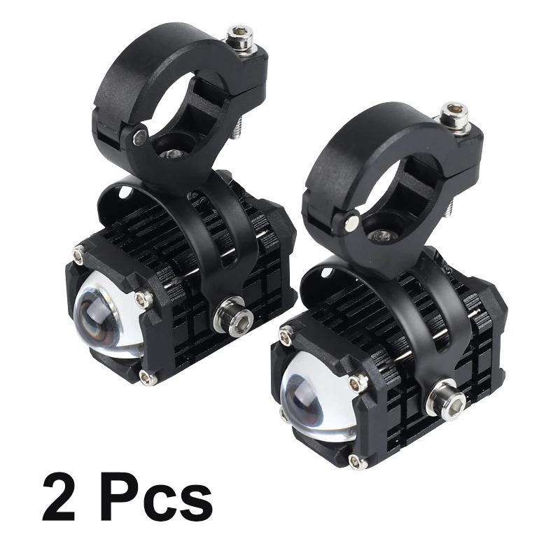 2Pcs Motorcycle LED Lights Universal Motos Dual Color Spotlights 360 Degree Adjustment Auxiliary Fog Light Motorcycle Accessory