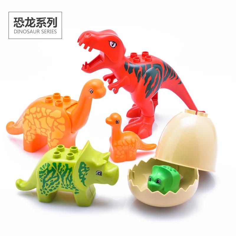 Large Building Block Set Zoo Animal Dinosaur Marine Creature Scale Modeling Horse Dog Cat Fish Compatible with Duplo Block Bricks
