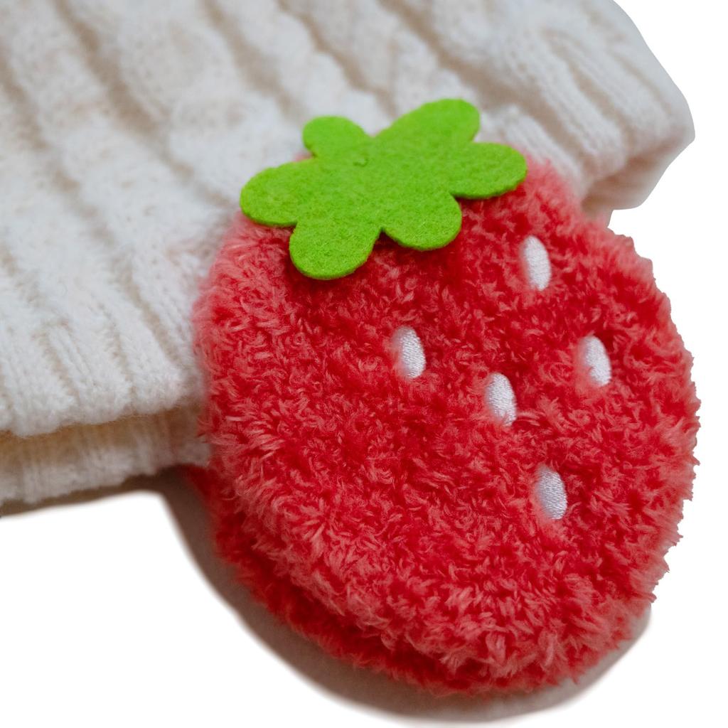 Happy Strawberry Knit Hat for Boys and Warm and Warm Numeral Beans! Girls, (JP, Size, 46.0 Cm, 50.0 Cm, White)