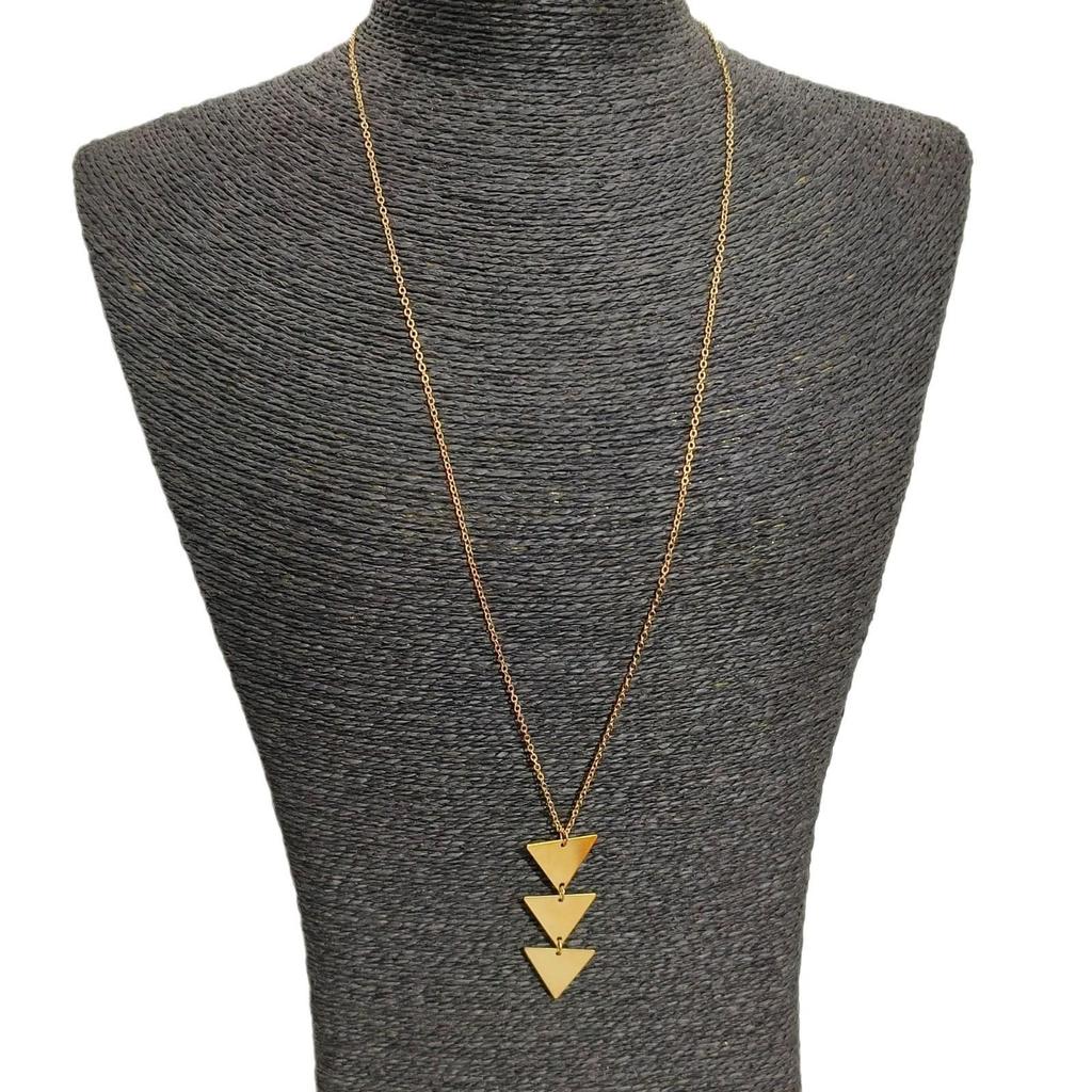 Retro Geometrisches Dreieck Pailletten Lange Kette Halskette für Damen