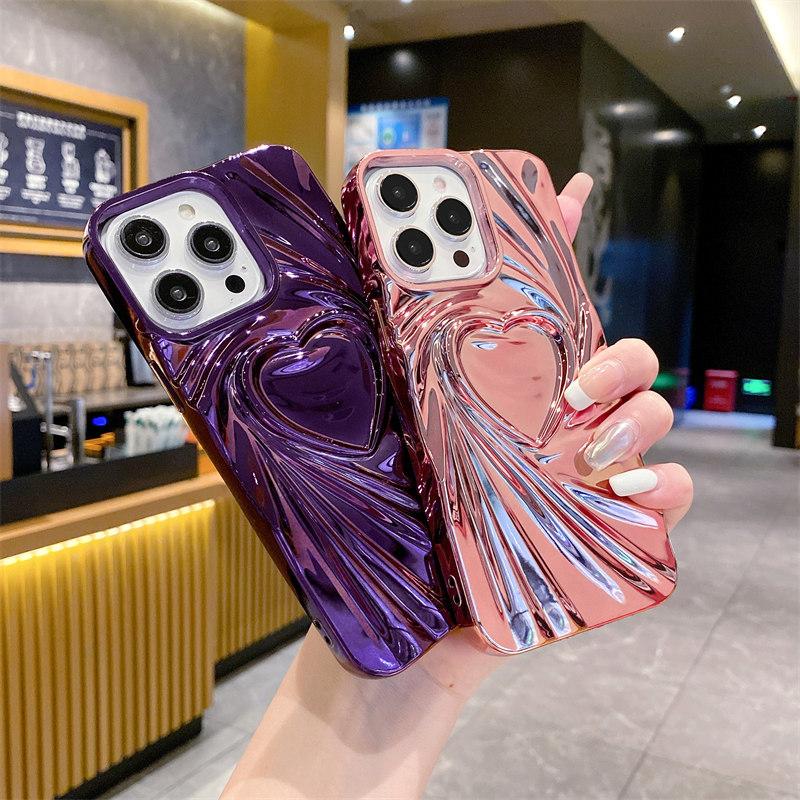 Luxury Electroplated 3d Love Case for iPhone 15 Pro Max 14 Plus 13 12 Pro 11 All-inclusive Fall Protection Cover