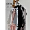 [Thick cotton T-shirt] Two long women's 26 summer new front shoulder white heavy cotton round neck short-sleeved T-shirt