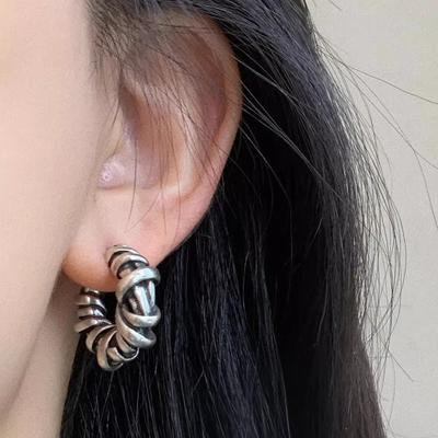 Retro Geometrische Gewebte Ohrringe Damen Kalt Nische Persönlichkeit Vintage Minimalistisch Mode Alltags Ohrschmuck