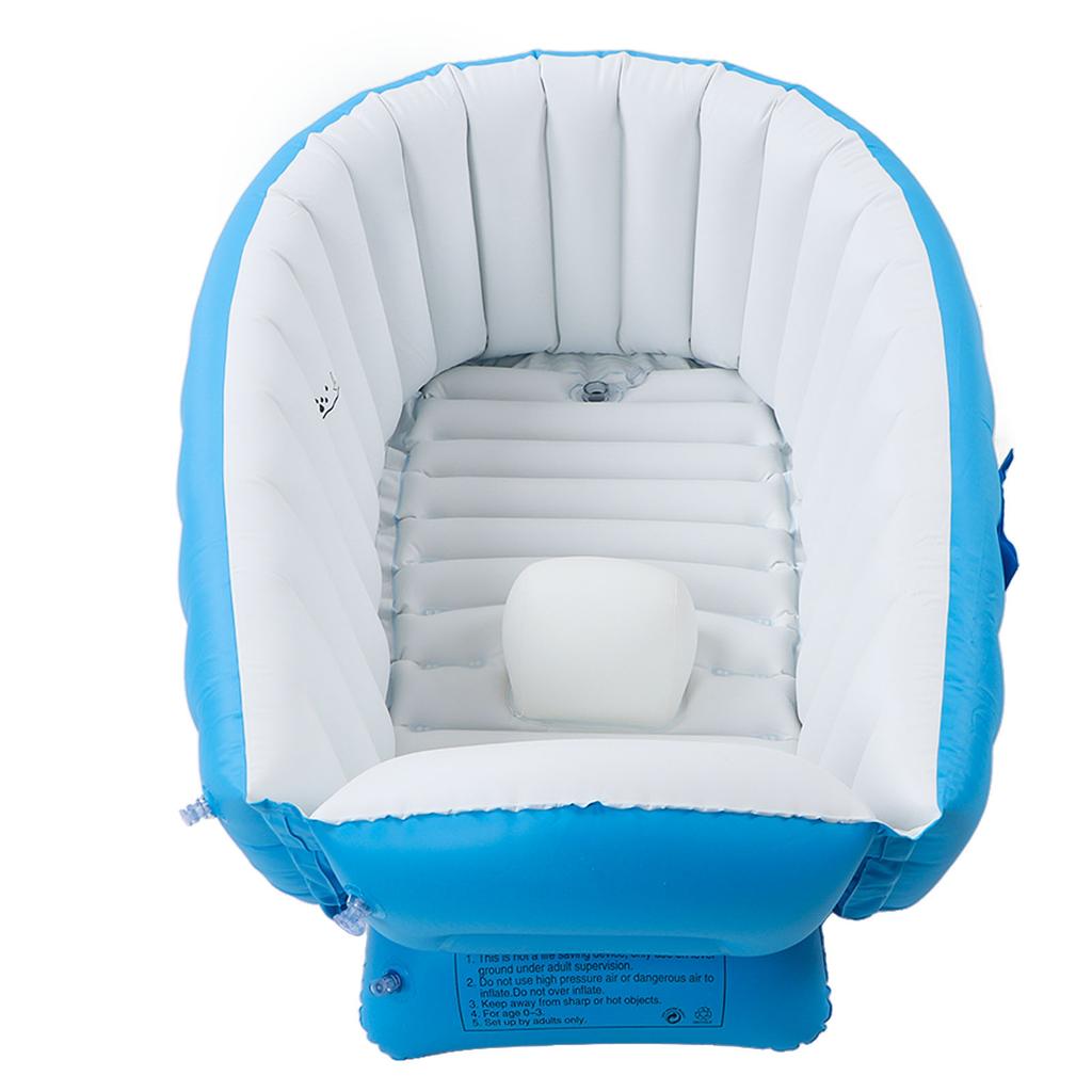 Inflatable Baby Bathtub with Air Pump Water Level Marker Skid Resistance Bottom Foldable Toddler
