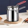 304 Stainless Steel High Deep Pot Auxiliary Food Pot with Strainer Oil Basket Oil Saving Small Fryer