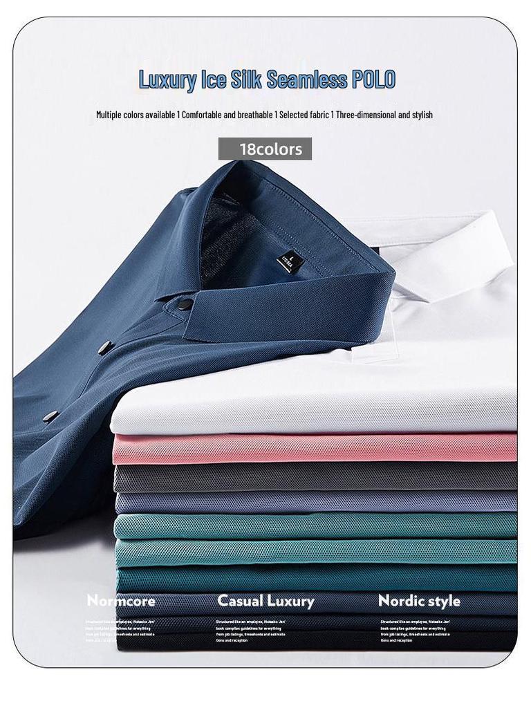 Men's Hot-Selling Ice Silk Short Sleeve Polo - Summer Style for Middle-Aged and Elderly Dads