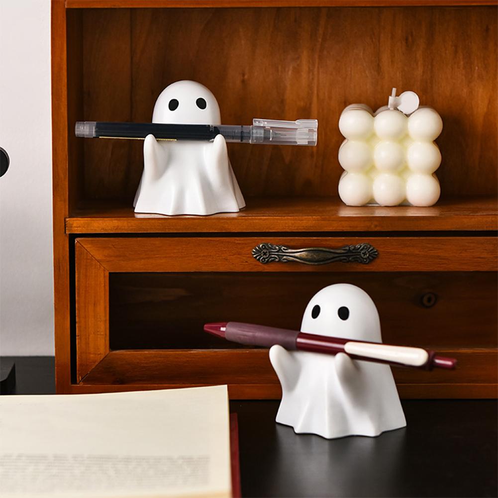 Cute Ghost Pen Holder Esin Desktop Organizer for Office & Home Halloween Pen Holder Decoration Ornaments Funny Stationery Stand