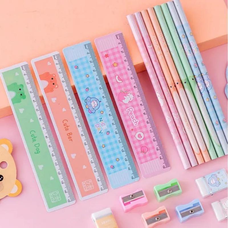 Schreibset Schüler Bleistift Radiergummi Bleistiftspitzer Lineal Schüler Schreibset