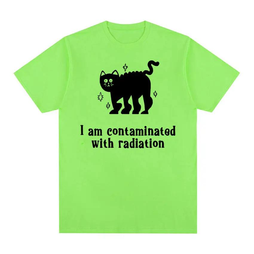I Am Contaminated with Radiation Meme T Shirt Funny Black Cat Humor Graphic Tshirt Men Women Fashion Casual Vintage T-shirt Tops