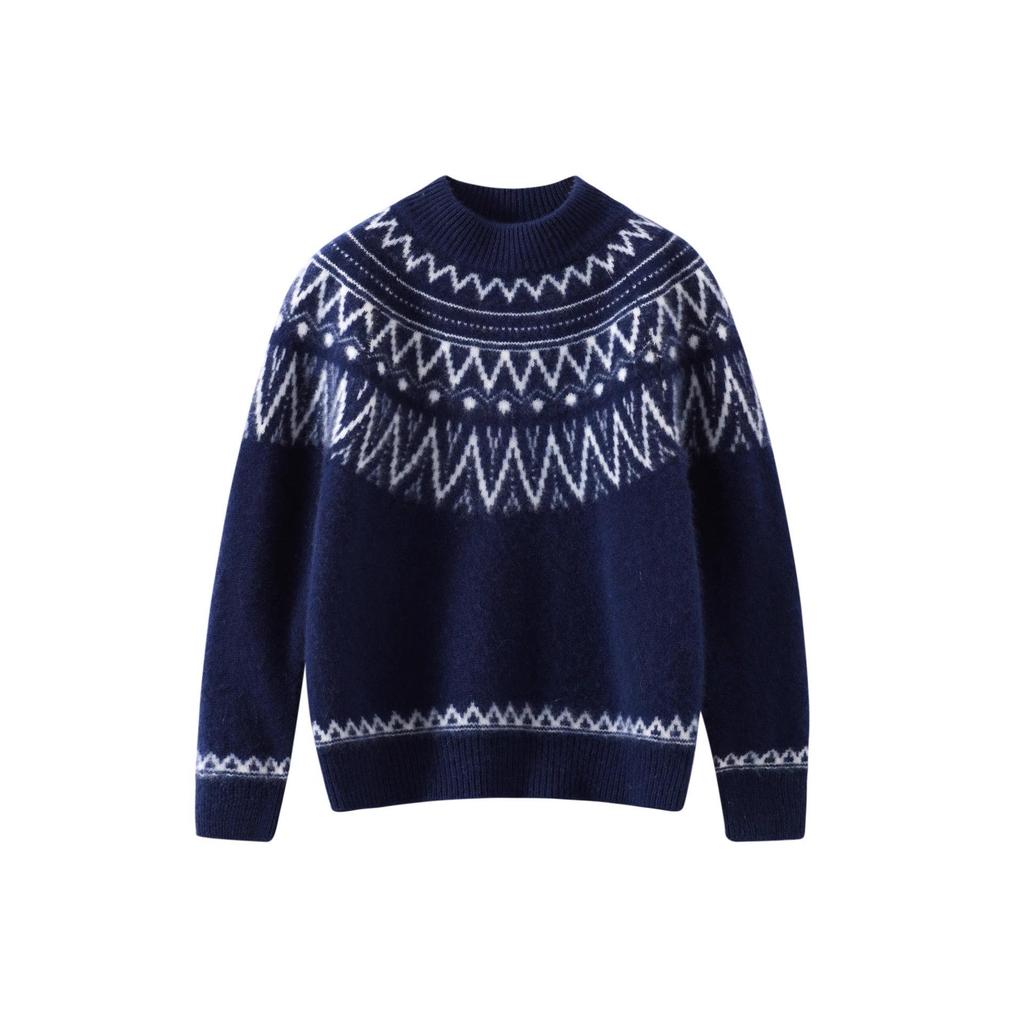 Autumn/Winter Unisex Pure Wool Fair Isle Knit Sweater Pullover for Children