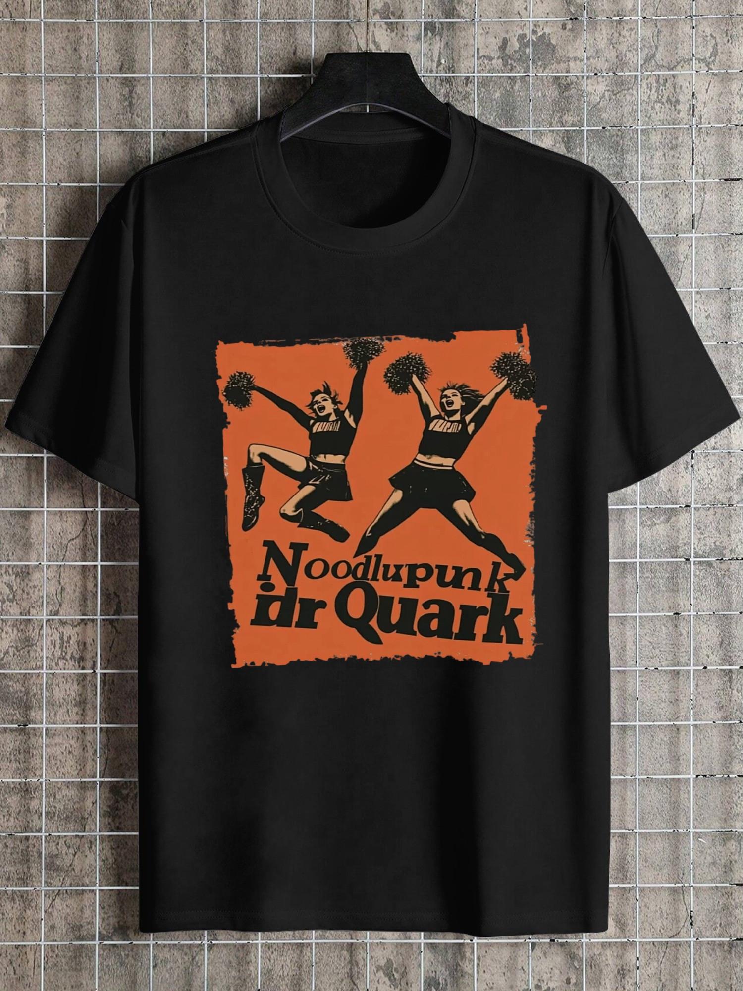 1pc Retro Cheerleader Graphic T-shirt - 180g Cotton Crew Neck Short Sleeve Tee with Vintage Distressed Print L