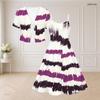 Women Plus Size Two Piece Dress Set Short Sleeve V Neck Tie Front Shrug Black White Printed Flared Dress