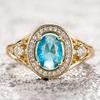 European and American inlaid aquamarine ring, light luxury retro court niche ring, personalized design female ring