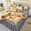 4pcs/set Girls Bed Skirts Comfortable Brushed Sheets Quilt Covers Bedding Sets Ins  Four Seasons Universal Four Piece Sets High Quality Home Textiles