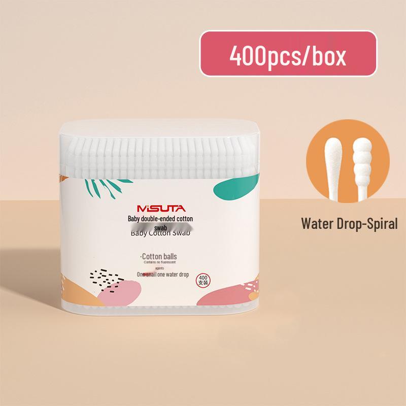 Wattestäbchen für Babys, Doppelkopf, dünner Schaft, 400 Stück zur Reinigung von Ohren und Nase von Neugeborenen