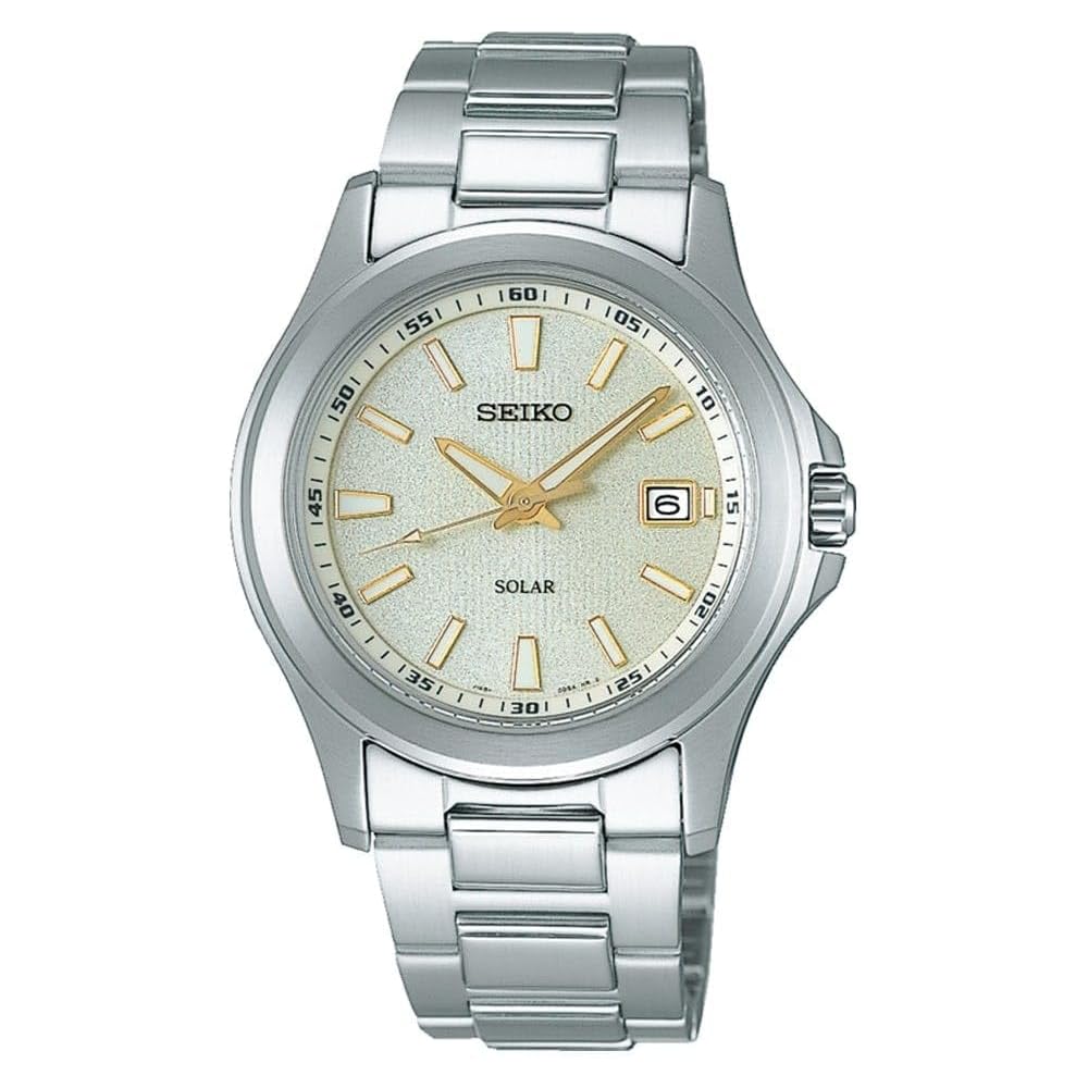 

Seiko Solar Quartz SBPN069 Men s Watch Silver Champagne Color Stainless Steel 100M Water Resistant
