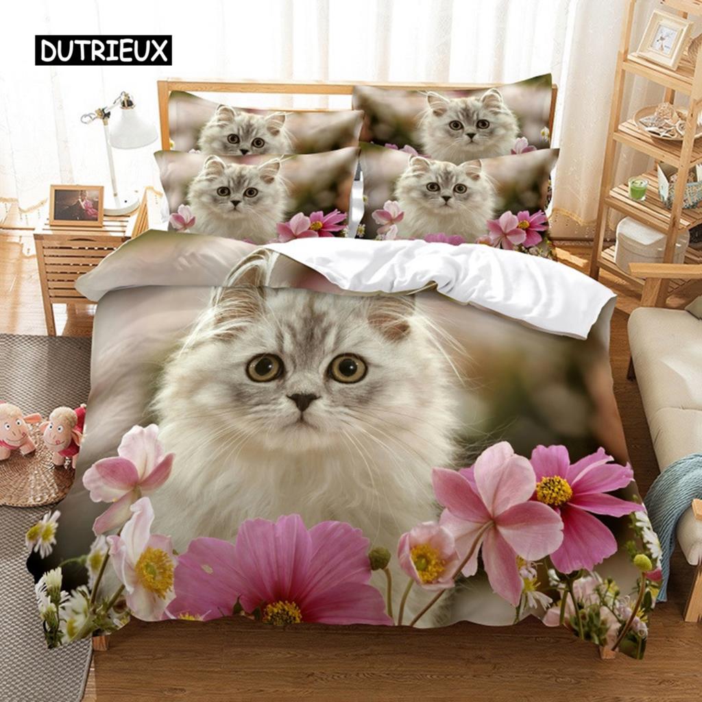 Schwarze Katze Bettwäsche Set Bettbezug Set 3D Bettwäsche Digitaldruck Bettwäsche Queen Size Bettwäsche Set Modisches Design
