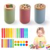 Silicone Finger Fine Movements Toy Classification Cups Wooden Fine Motor Sensory Toy  Preschool