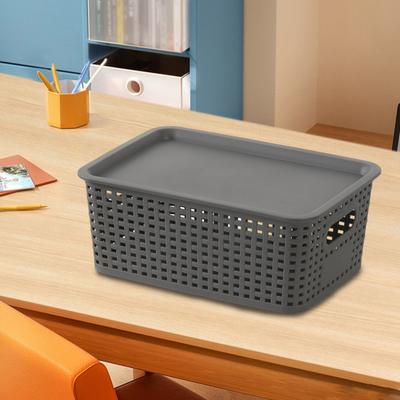 1/6 Stück Aufbewahrungskörbe mit Deckel Großes Fassungsvermögen Hohles Atmungsaktives Design Stapelbar Dekorative Aufbewahrungsbox Spielzeugbehälter