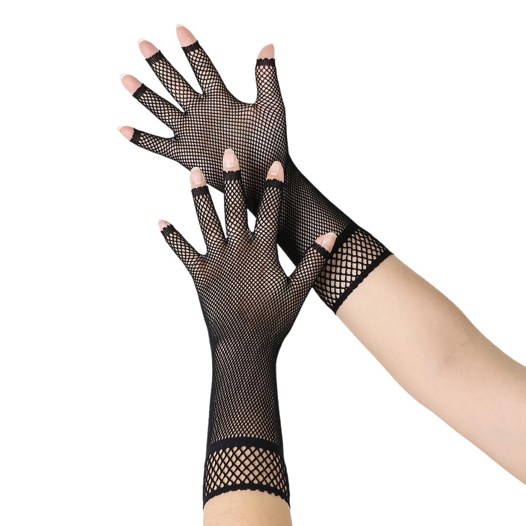 Fishnet Gloves Nightclub Dancing Gloves Christmas Party Supply Half Finger Stretchy Gloves for Concert Operas